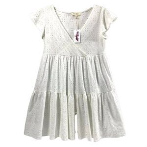 Jessica Simpson Dress Womens Medium Ivory White Eyelet Knit Cottagecore Sz M New
